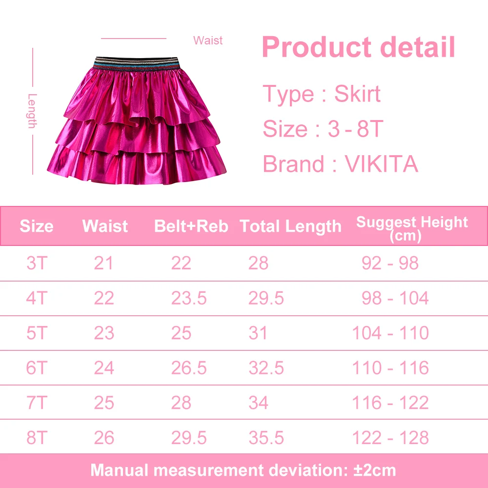 VIKITA Girls Mini Skirts Kids Ballet Performance Princess Layered Skirt Kids Birthday Party Ball Gown Children Clothing 3-10 Yrs