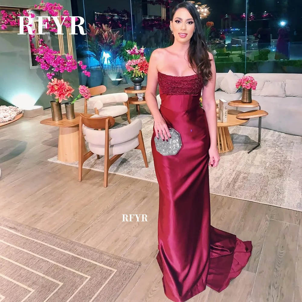 

RFYR Strapless Party Dress Sequined Evening Dresse Glitter Prom Dress Mermaid Party Dress for Women Elegant Customized