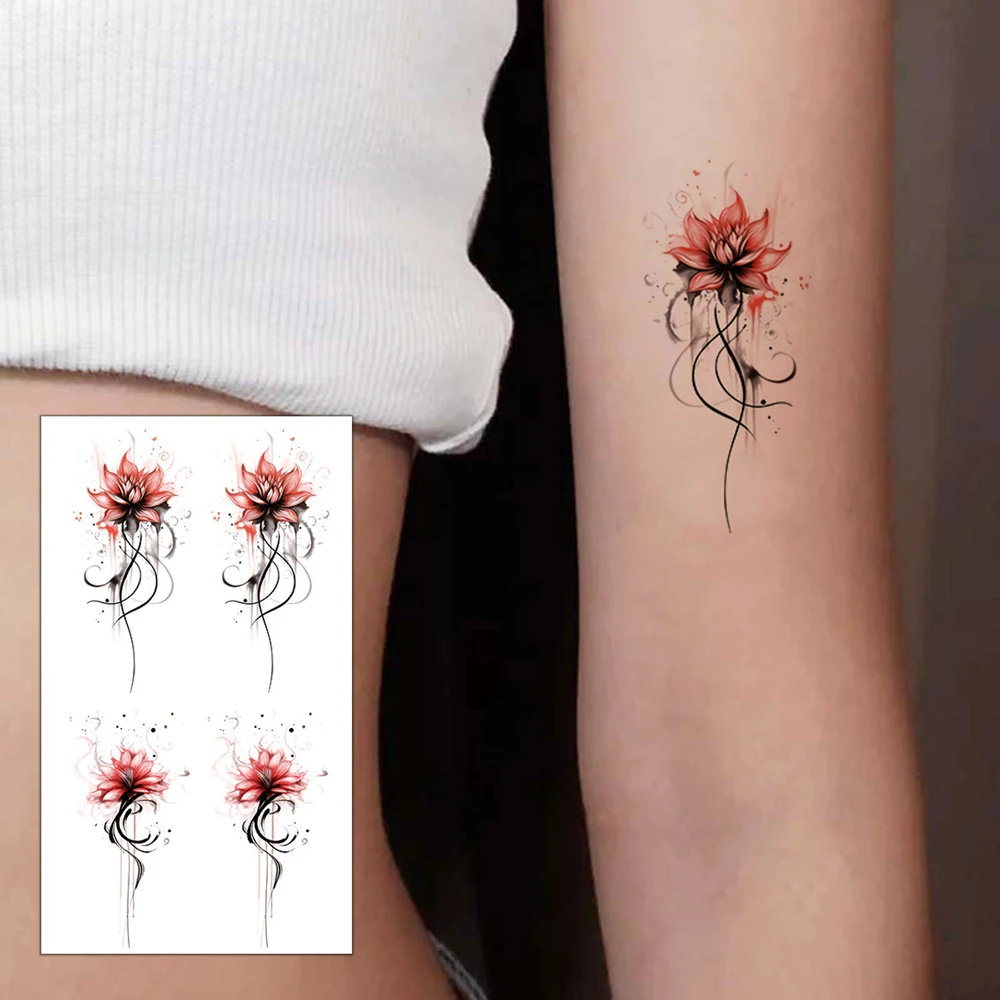 

1 шт., временная татуировка с цветком, водонепроницаемая татуировка с цветочным узором, поддельная татуировка для женщин, рук, ног, лодыжки и боди-арта