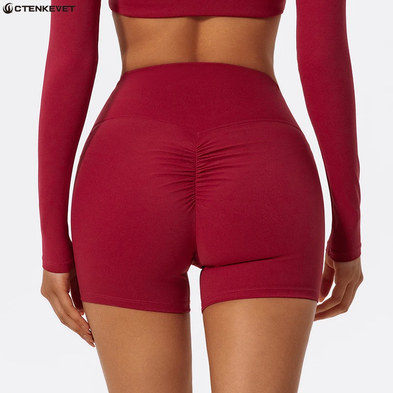 

Ctenkevet Solid Color Athletic Shorts Women Running Sports Shorts Gym Workout Yoga Shorts Female Legging Sport Outfit For Woman