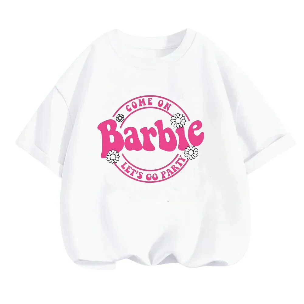 Plus Size Clothes Barbies Girls Short Sleeved Tops Anime Cartoon Harajuku Style Summer Couple T-Shirts Oversize Half Sleeves Tee