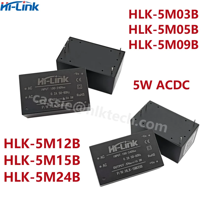 Hi-Link HLK-5M05B 5M03B 5M09B 5M12B 5M24B Hi-Link 110V 220V do 3.3V 5V 9V 12V 24V CE Standardowy moduł konwertera mocy ACDC