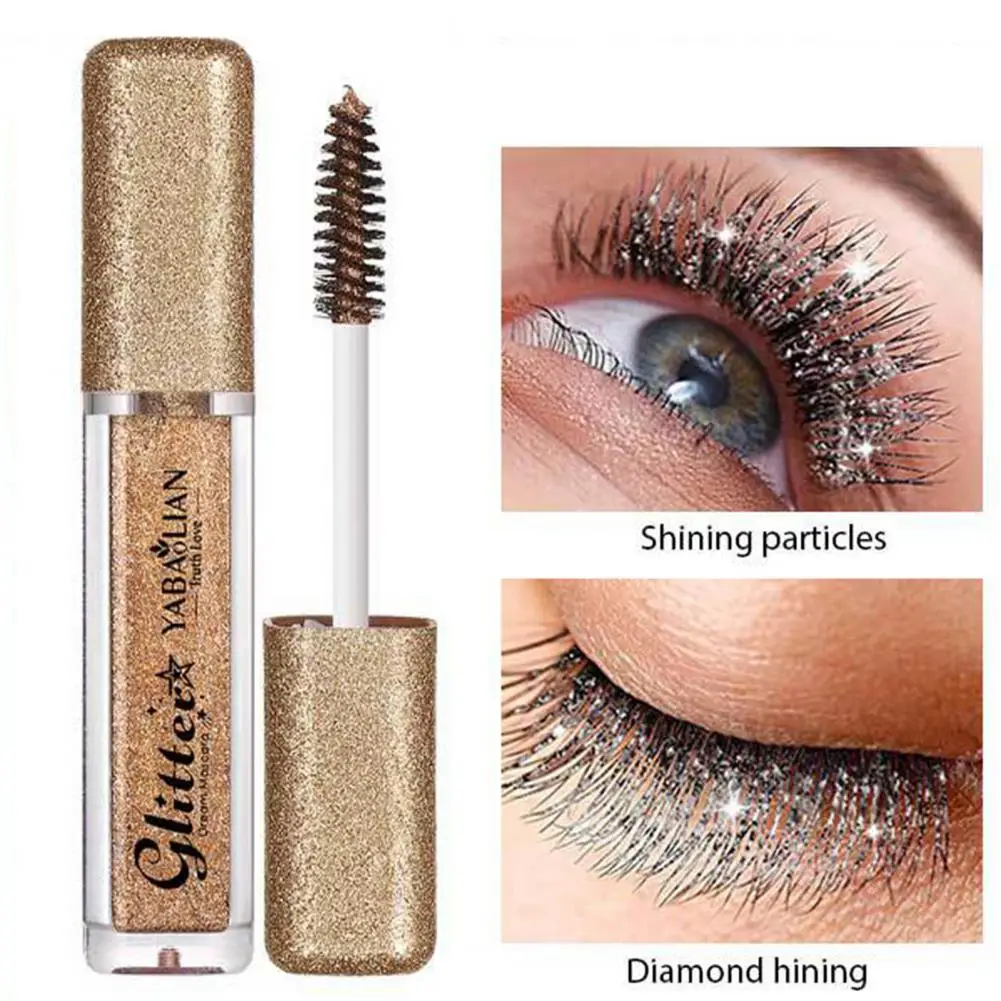 Diamond Mascara Shining Galaxy Sequins Sweat Proof Glitter Eyelashes Quick Dry Lasting Curling Thick Mascara Makeup 1pcs