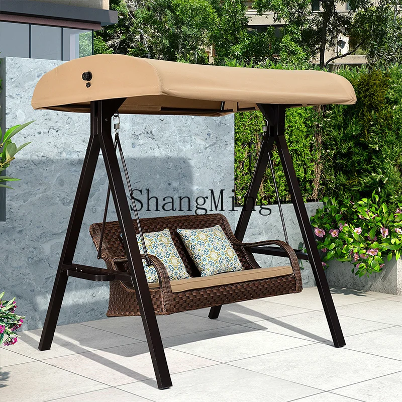 CL Columpio Villa al aire libre Columpio de hierro forjado Mecedora Patio Terraza Hogar Hamaca Columpio doble