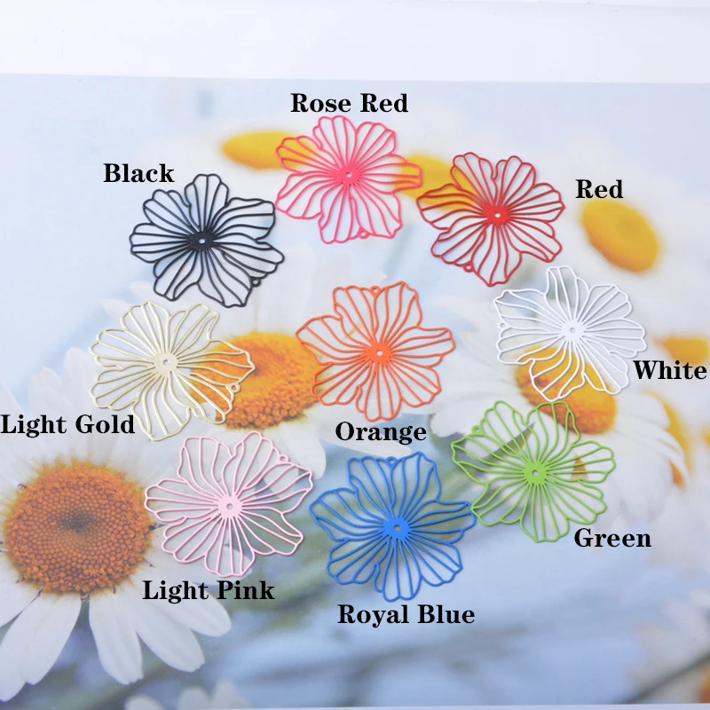 20 Stück AB9541 Schmuck-Ausstanzblumen-Anhänger, bemalte Verbindungsstücke, DIY-Zubehör für Damenohrringe und Halsketten – Detail 5