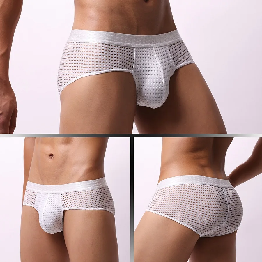 Men's Underwear Low Rise Breathable Mesh Triangle Pants Wide Waisted Briefs