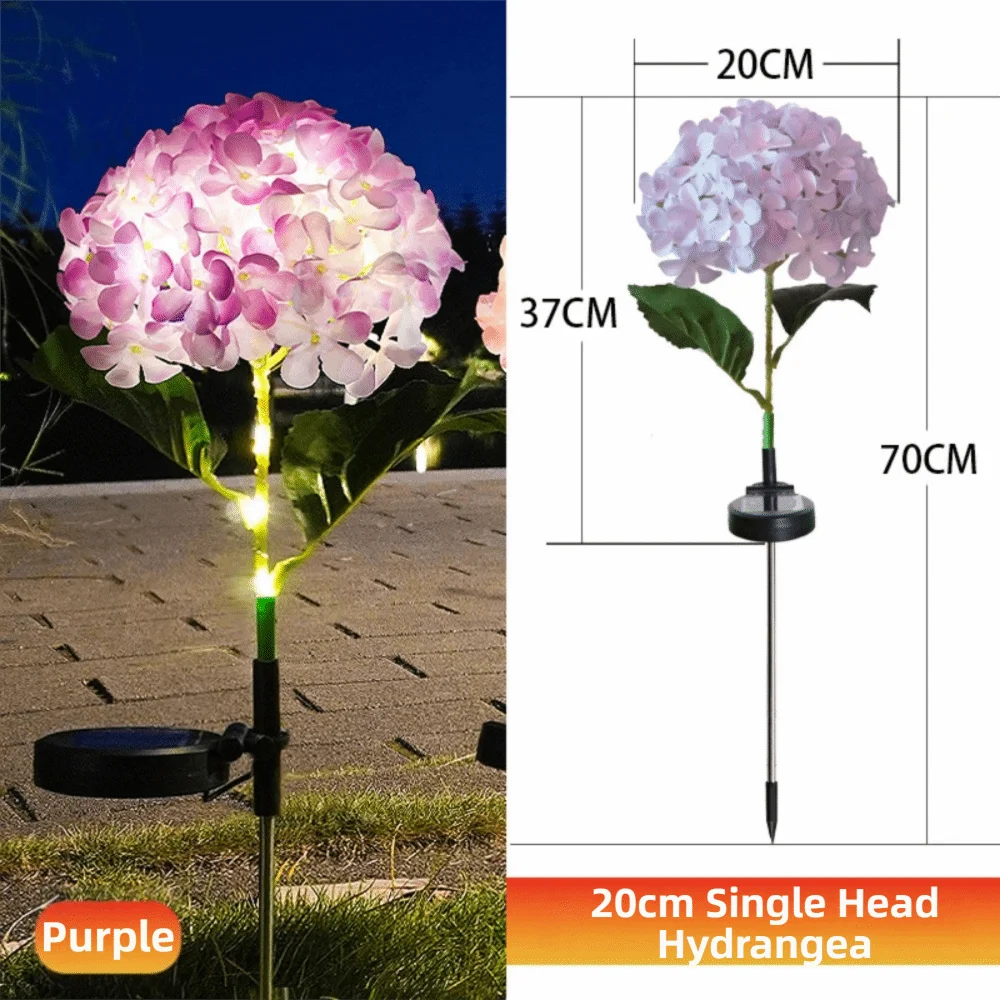 Realistic LED Hydrangea Lights Decorative Lighting Landscape Decoration Solar Garden Light Automatic Light Sensor Solar Powered