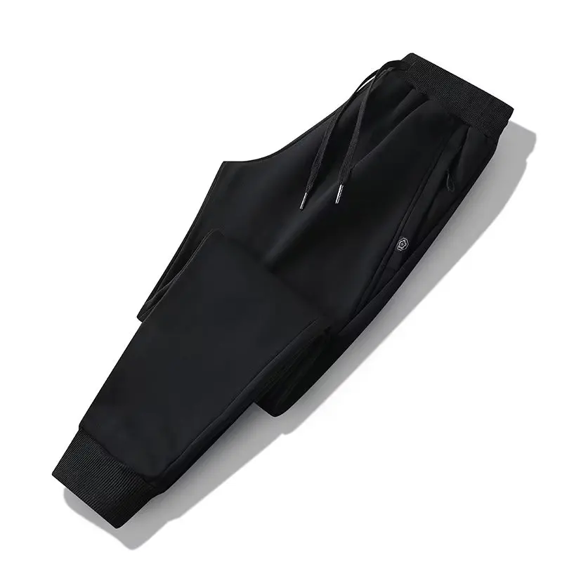 plus Size Women's Sweatpants Spring Loose Straight Leg Cuffed Sports Casual Long Trousers High Waist Polyester Fiber