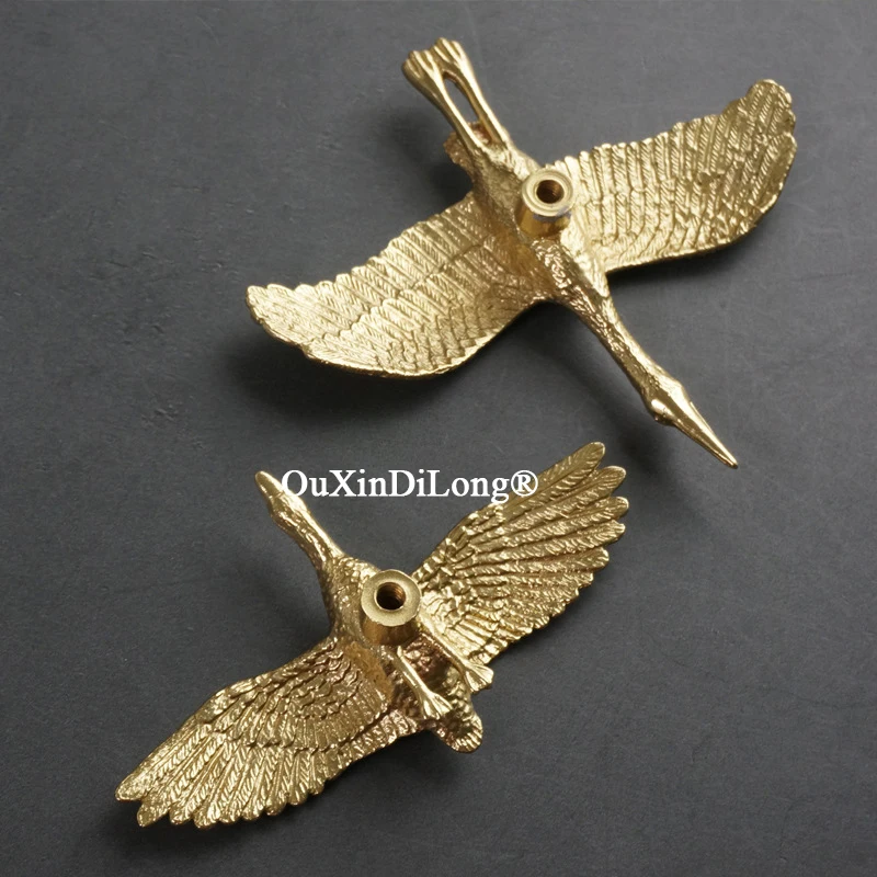 4PCS Solid Brass Fly Geese Furniture Handles Drawer Pulls Cupboard Wardrobe Closet Dresser Shoe TV Wine Cabinet Pulls Decorative