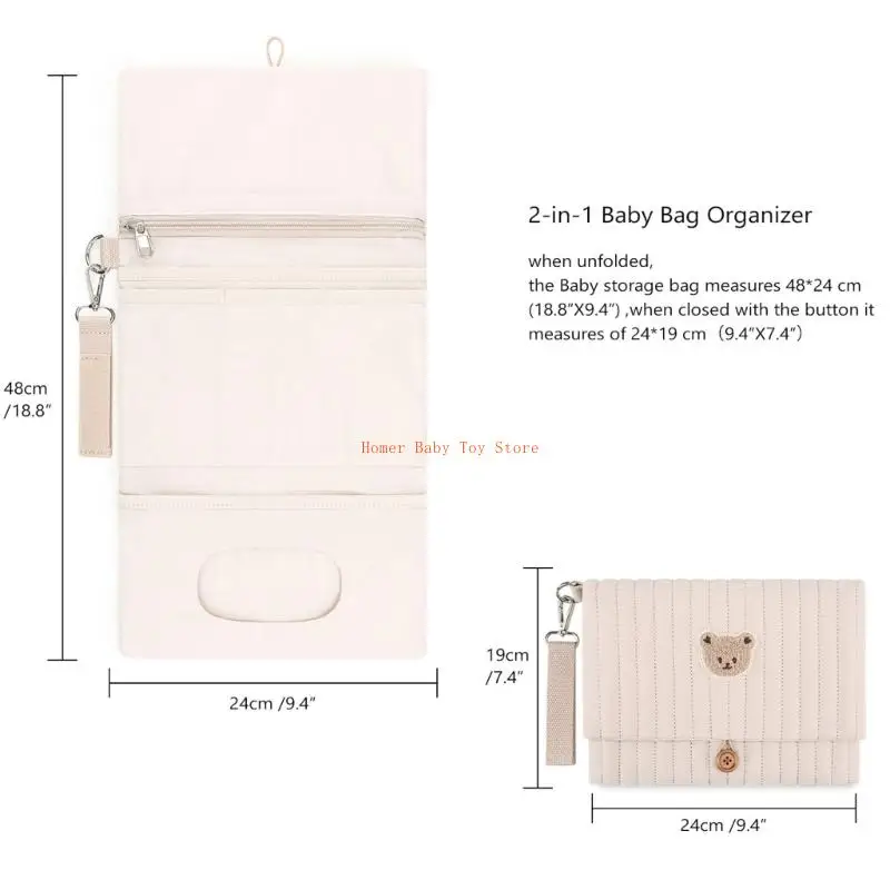 حقيبة تخزين حفاضات الأطفال خفيفة الوزن J0PF مع حزام متعدد المقصورات