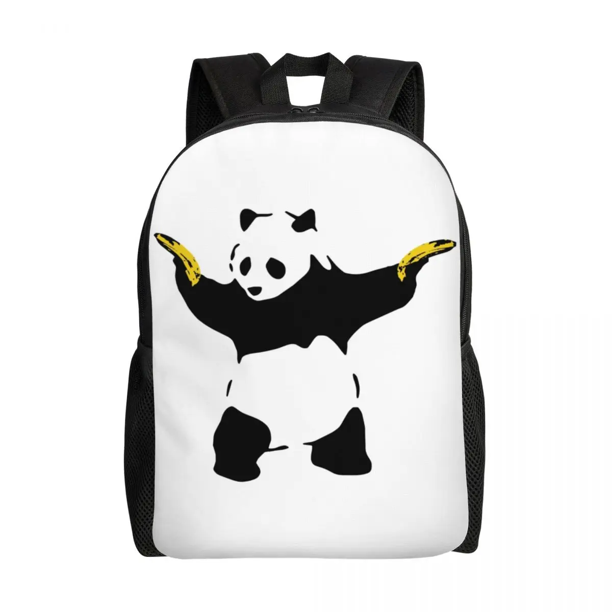 Funny Bad Panda With Bananas Travel Backpack School Computer Bookbag Banksy Graffiti Street Art College Student Daypack Bags