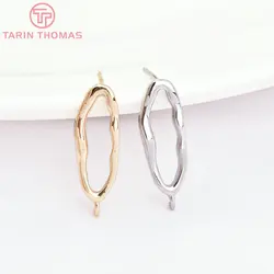 (6657) 6PCS 6.5x19MM 24K Gold Color Brass Long Irregular Stud Earrings High Quality Jewelry Findings Accessories