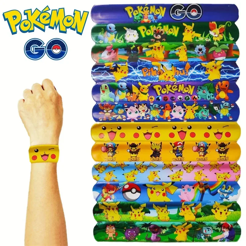 6/12 pièces Pokemon Snap cercle Bracelets Pikachu Anime Figure bracelet enfant claque bande Puzzle jouets garçons filles fête d'anniversaire jouets