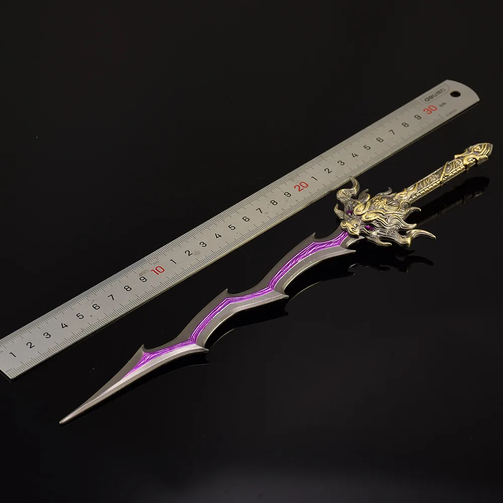 29cm Naraka: Bladepoint Weapon Candle Divine Decree Sword Game Peripheral Metal Samurai Sword Weapon Model Keychain Gifts Toys