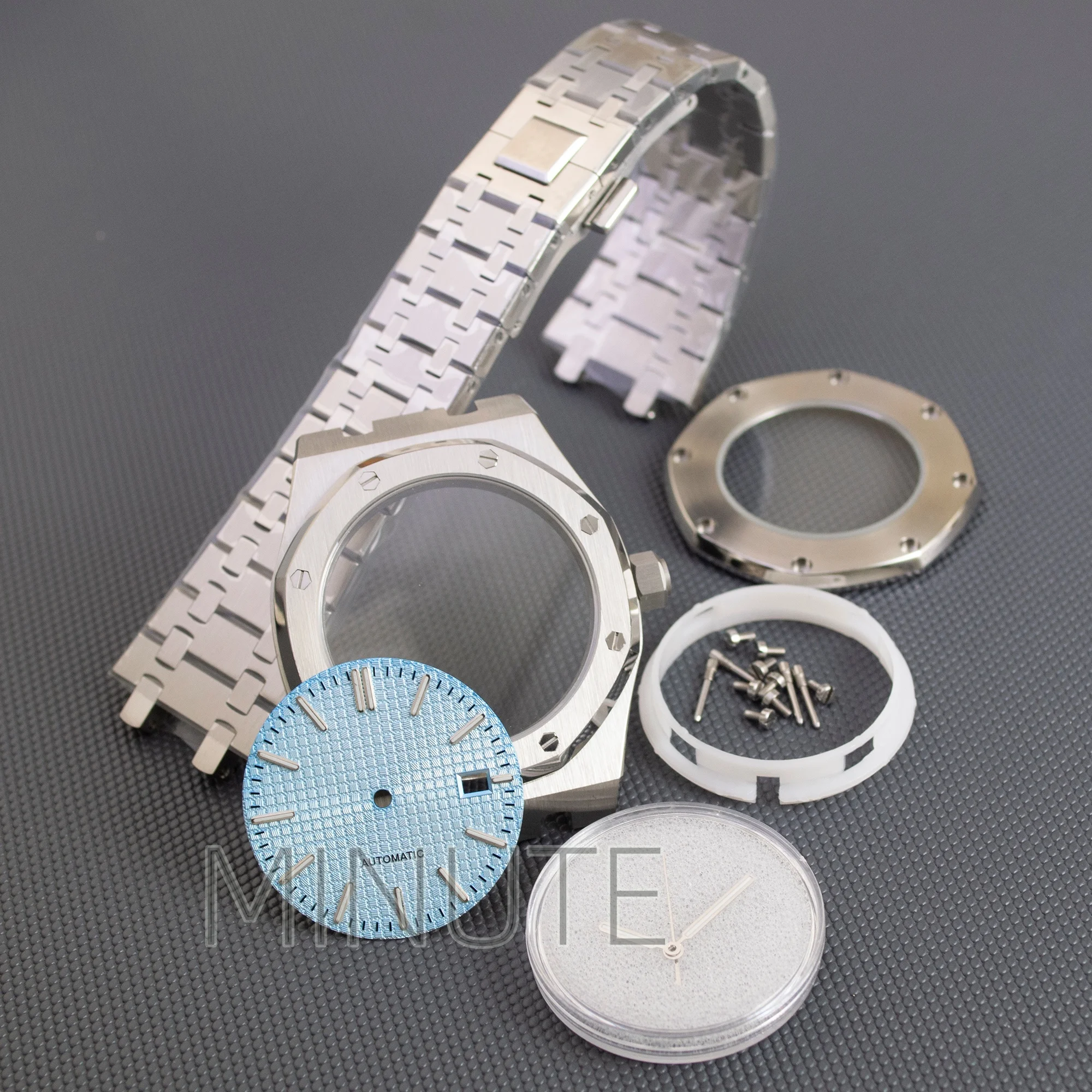 41mm Octagonal NH35 Watch Case Strap Sapphire Glass Stainless Steel Waterproof for Royal Oak 31.8mm Dial NH35/NH36/4R36 Movement