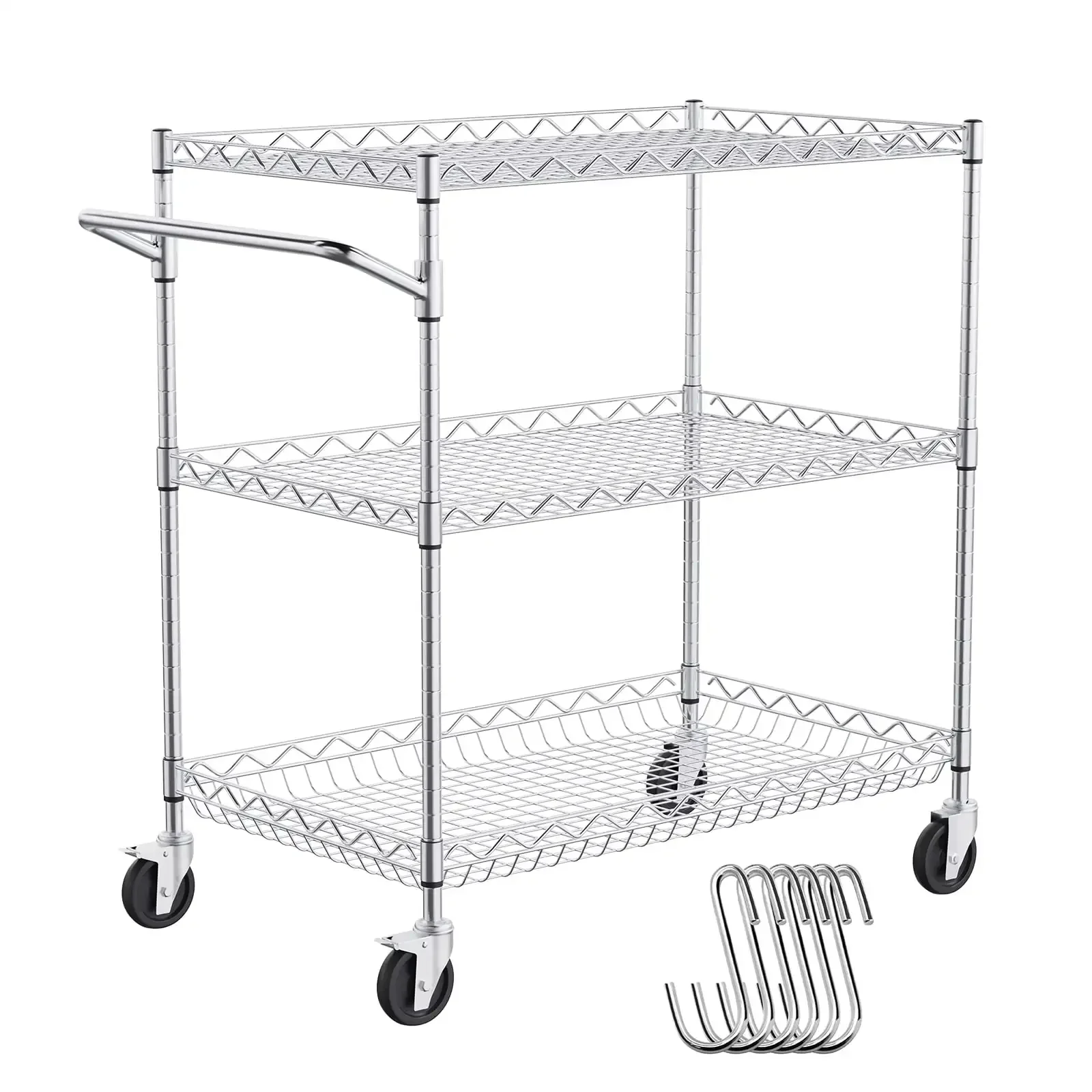 3-Tier Utility Cart Rolling Cart on Wheels 30