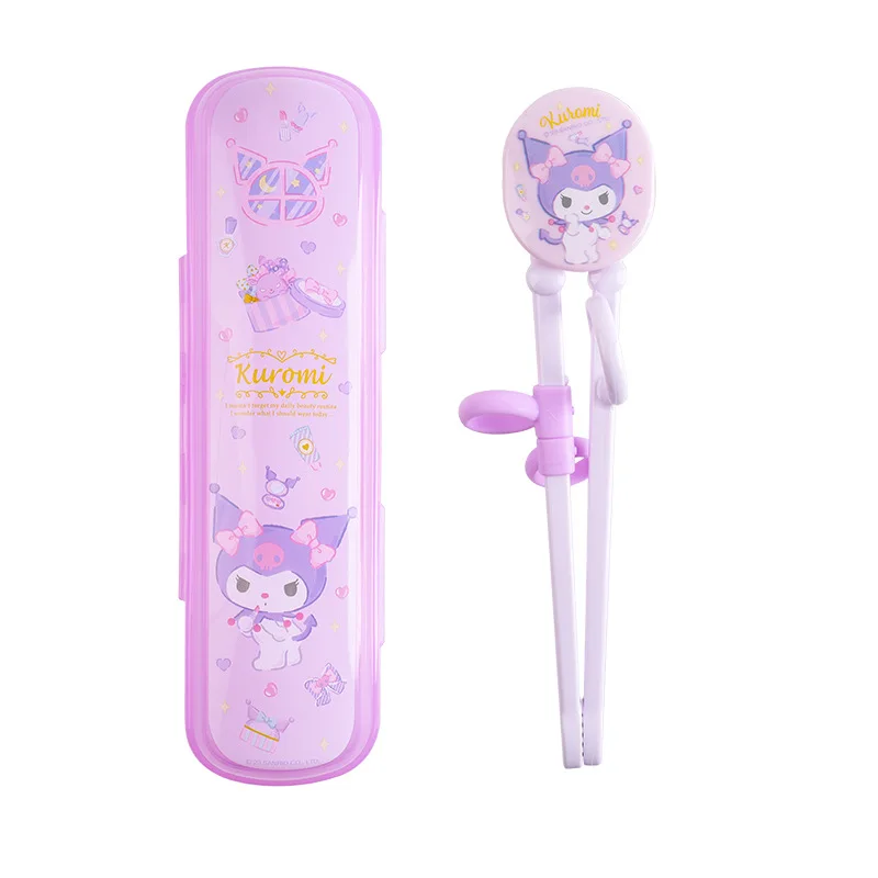 Anime Sanrio Kuromi Children\'s Chopsticks 2-3-4 Years Old Baby Practice Chopsticks Primary School Tableware Supplies Gift