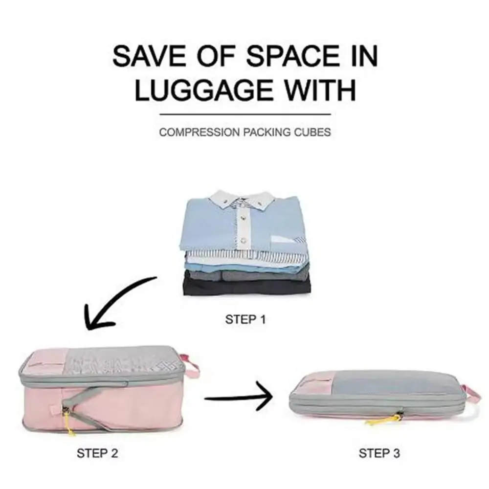 

4Pcs/Set Oxford Fabric Luggage Compression Packing Bags Large Capacity Space Saving Compression Packing Cubes Lightweight