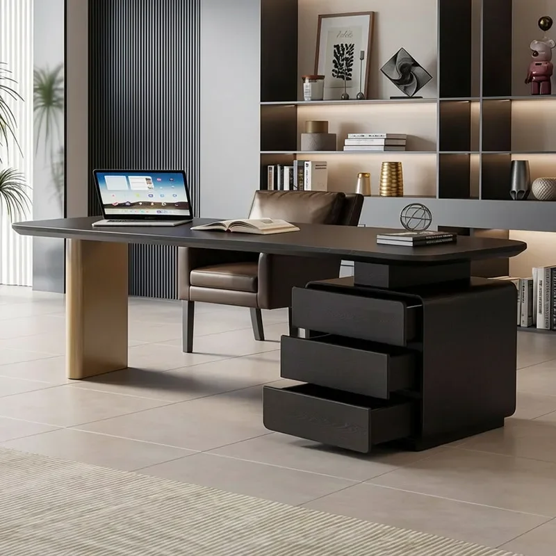 DSA Italian minimalist desk study computer table workbench light luxury high-end special-shaped solid wood desk