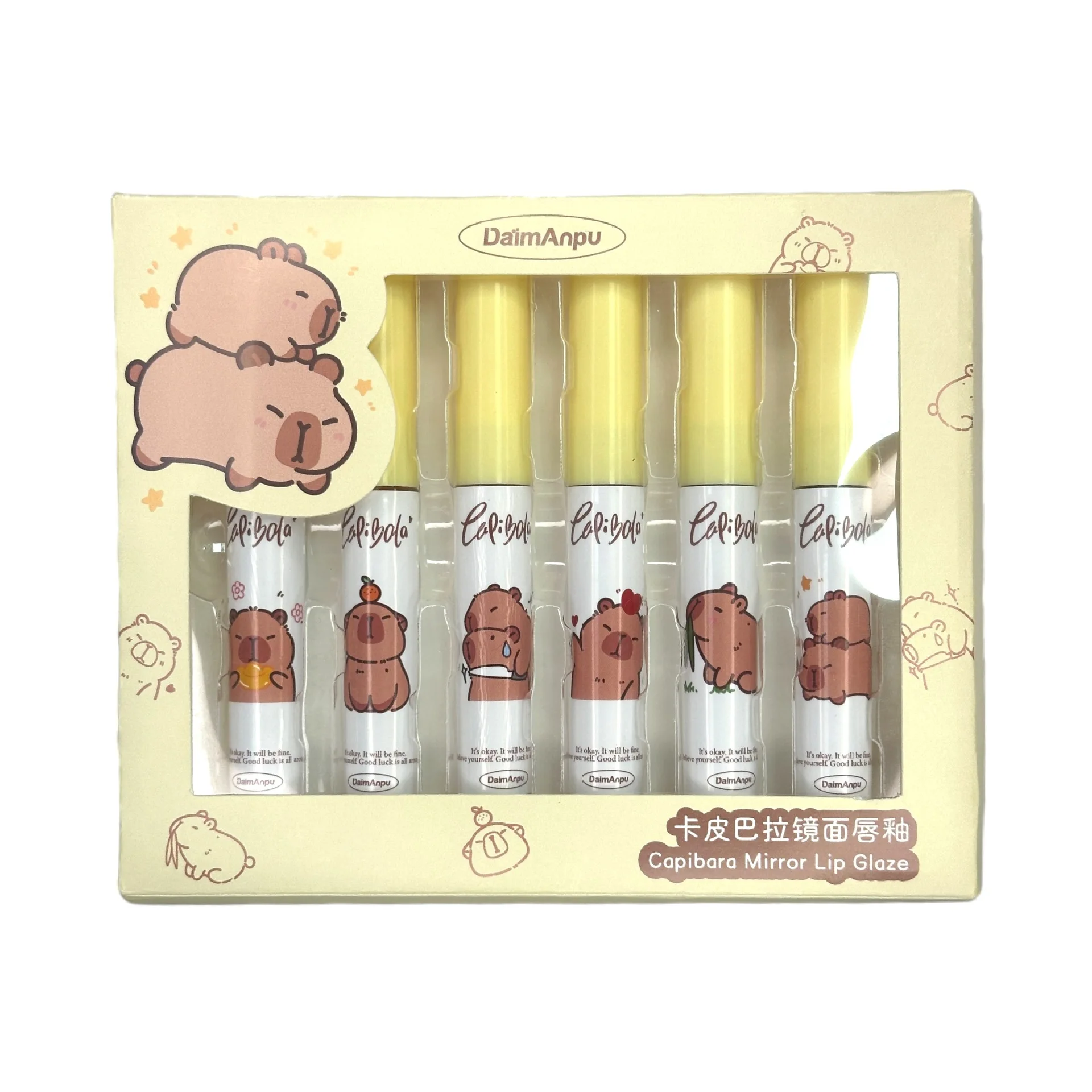 

Набор зеркальных блесков для губ DAIMANPU Kapi Bala показает прозрачный и яркий белый блеск для губ с поверхностью линз.