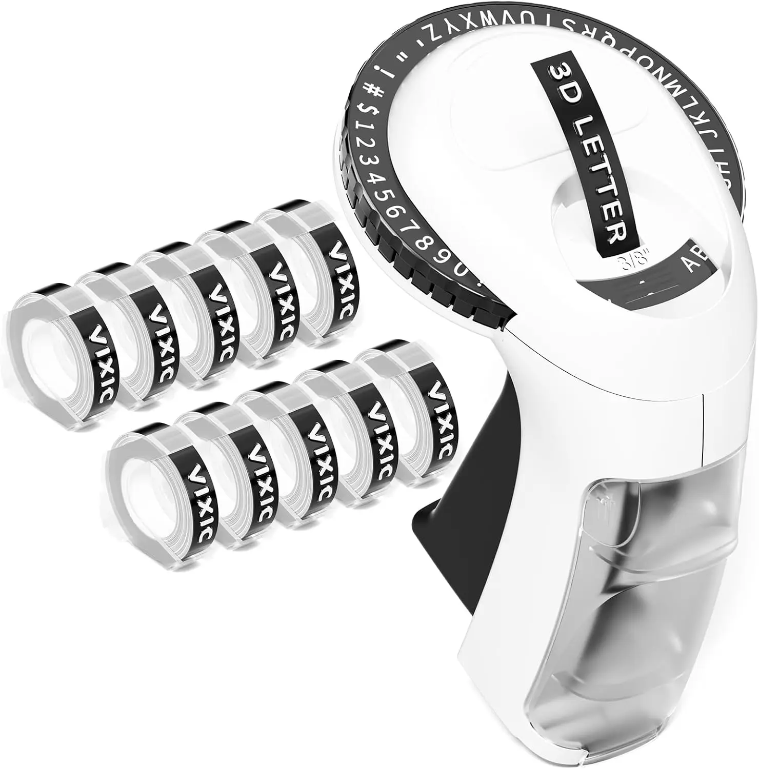 

Винтажный производитель этикеток для тиснения с 10 рулонами, 3D-лентами для тиснения 3/8 дюйма для поделок и скрапбукинга своими руками, черный