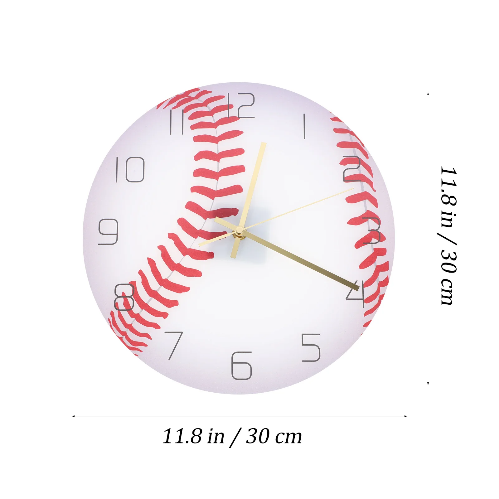 Stilvolle, von Baseball inspirierte Wanduhr mit klaren Zahlen, Acryl, leises Uhrwerk für Zuhause, Büro, Schlafzimmer, Arbeitszimmer, geräuschloses Dekor