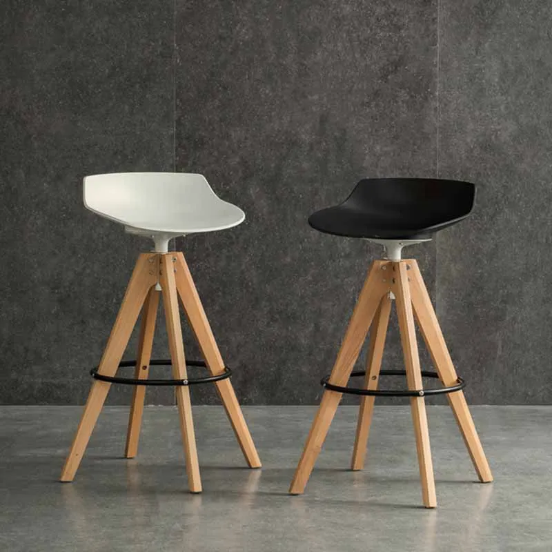Fashion designer rotating non-lifting bar chair PP solid wood combined with new bar stool bar chair