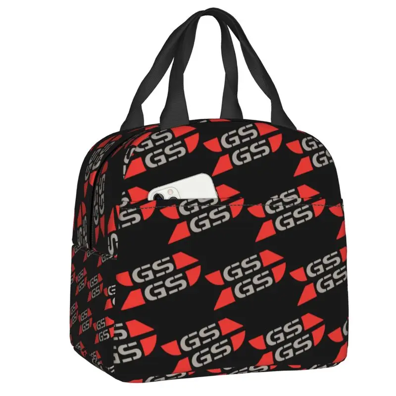 Custom Motorcycle GS Racing Logo Insulated Lunch Tote Bag for Resuable Cooler Thermal Food Lunch Box Outdoor Camping Travel