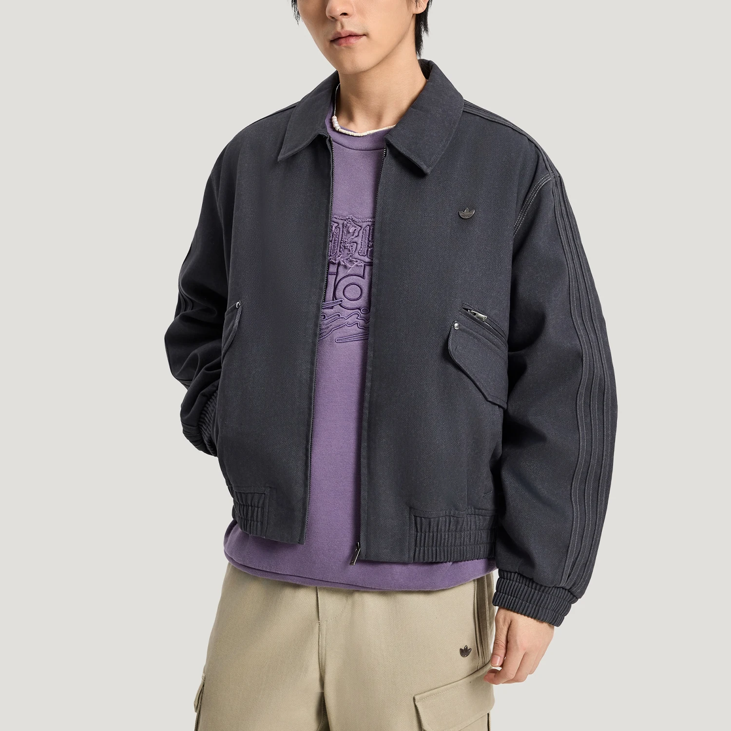 

Оригинальная мужская тканая повседневная свободная куртка Adidas Clover KR5051