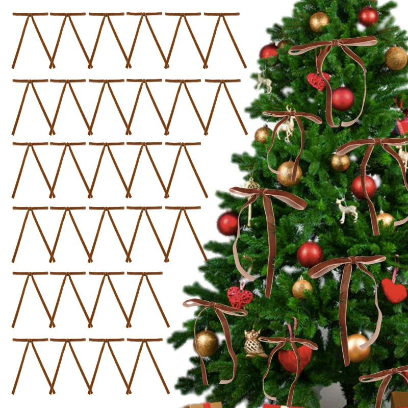 30 pçs arcos de veludo fita de natal arcos para decoração de casa de natal grinaldas de árvore embrulho de presente diy artesanato festivo inverno
