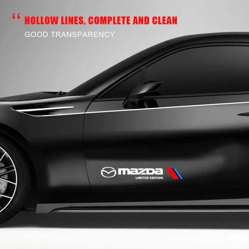  2pcs Reflective Car Door Side Sticker Body Graphics Vinyl Decal For Mazda 2 3 4 5 6 7 8 9 323 626 CX-3 MX-5 30 RX-8 Axela