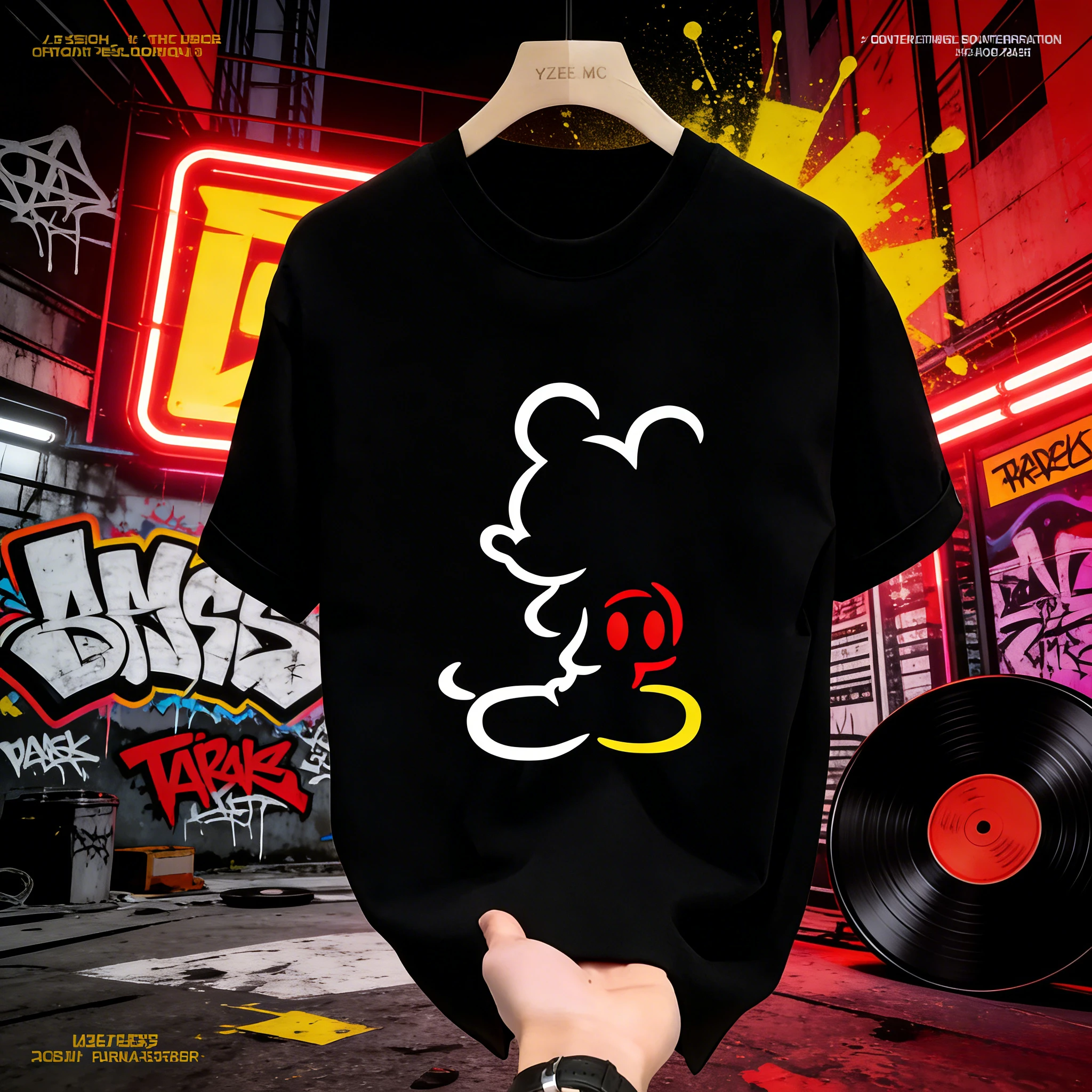 

Disney Mickey 100% Pure Cotton Printed Short-sleeved T-shirt for Men and Women, Outdoor Casual Street Summer Breathable Top