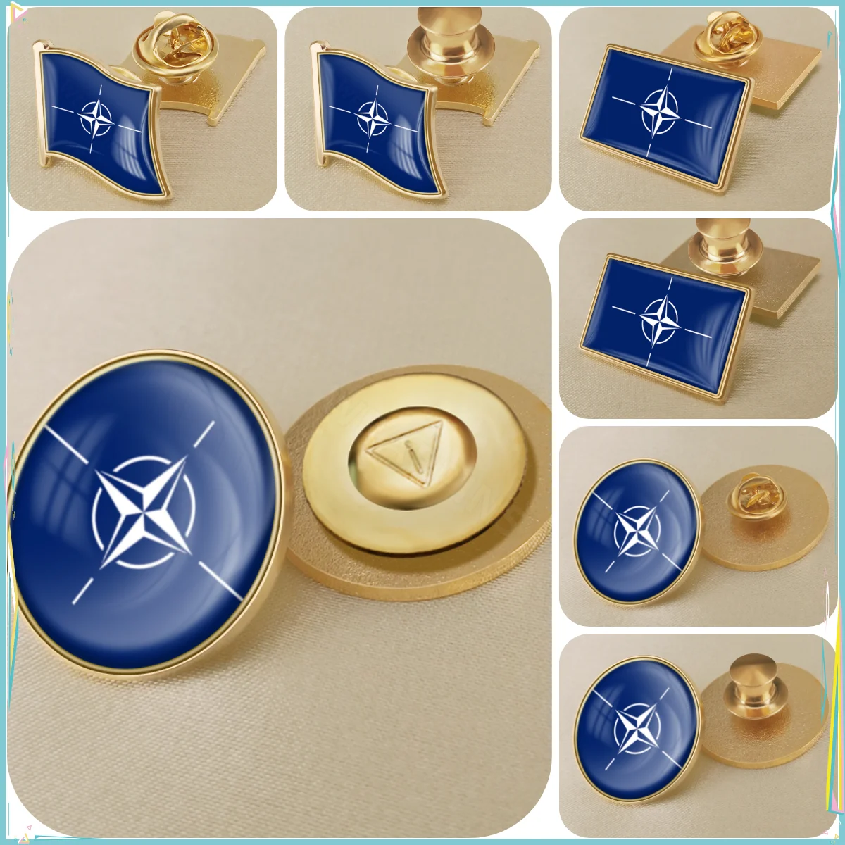 North Atlantic Treaty Organization NATO Flag Brooch Badges Lapel Pins