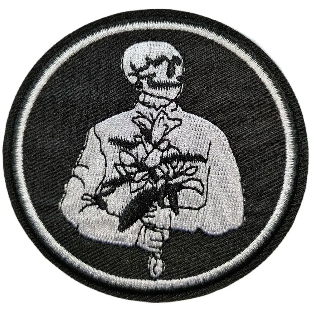 

Mr. Skull Boss Valentine's Day Flower Black Circle Embroidered Patch Iron On Applique ≈7.6cm Explore Travel Souvenir