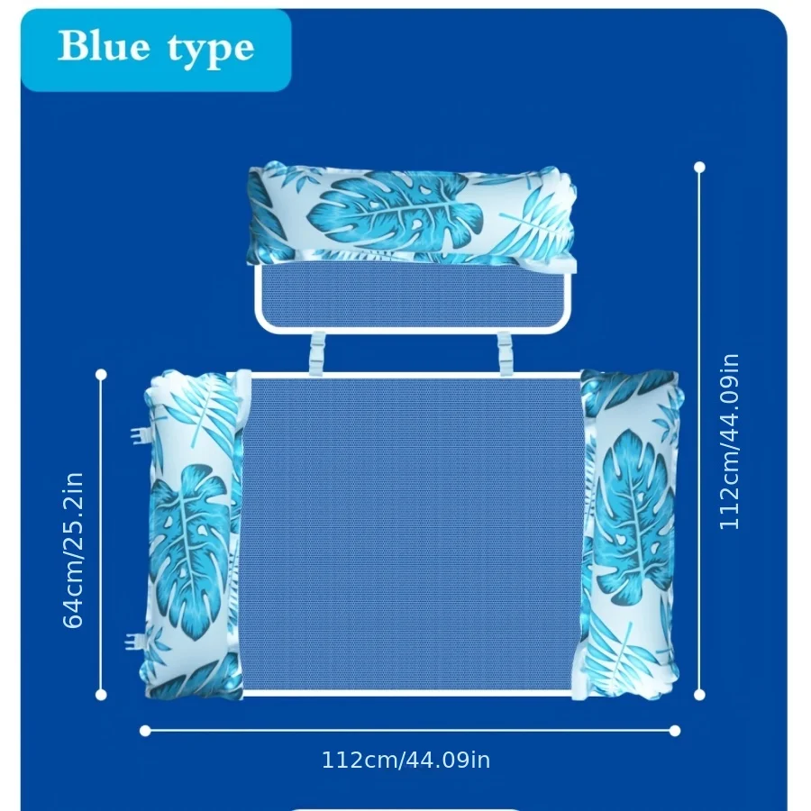 Hamac gonflable de flotteur de piscine pour adultes, chaise longue polyvalente de lit de flotteur d'eau en PVC, 3 rangées détachables, gonfleur non inclus
