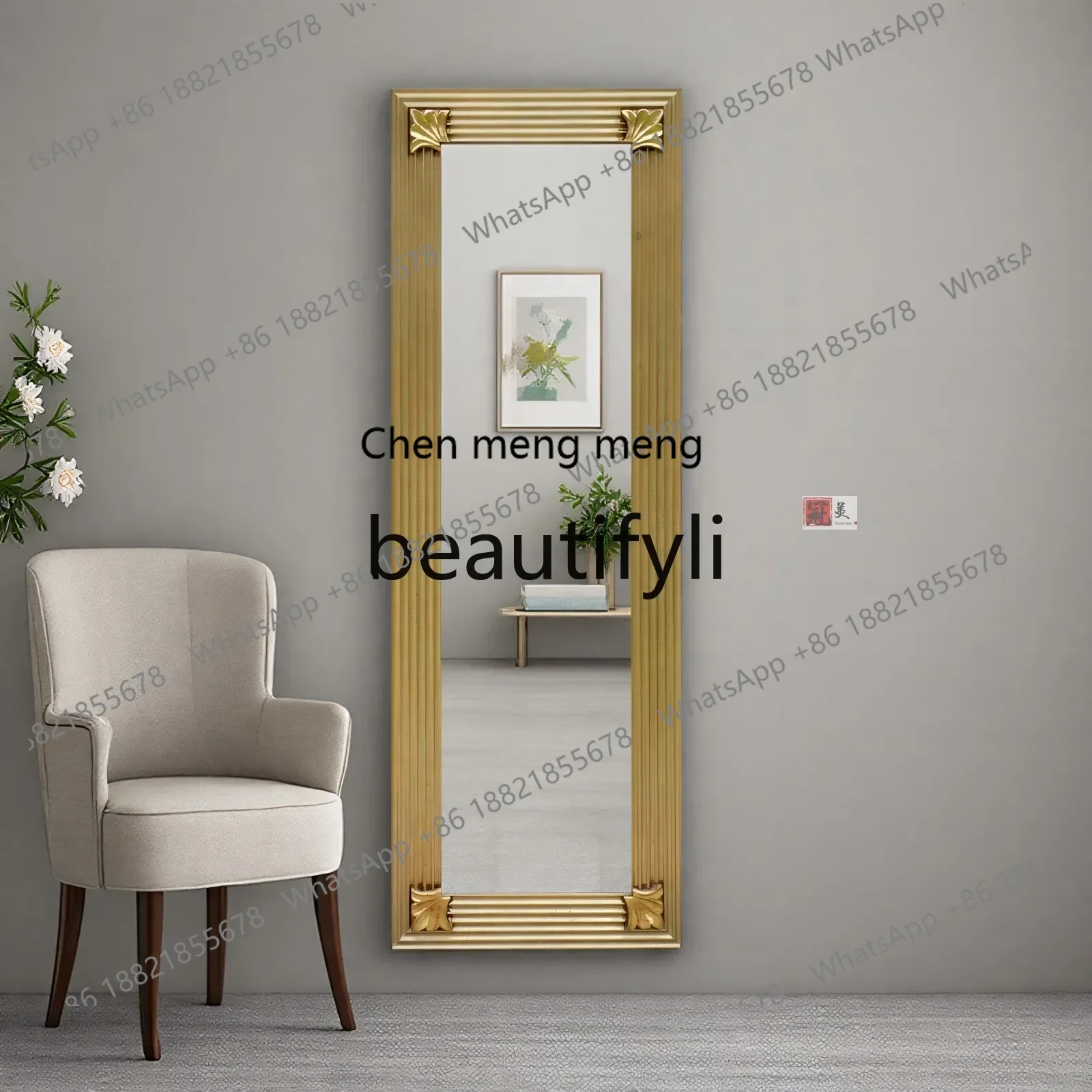 cn8617 LHY ss26 S26 French retro full-length mirror Landmark home bedroom cloakroom, European-style engraved clothing store fitt