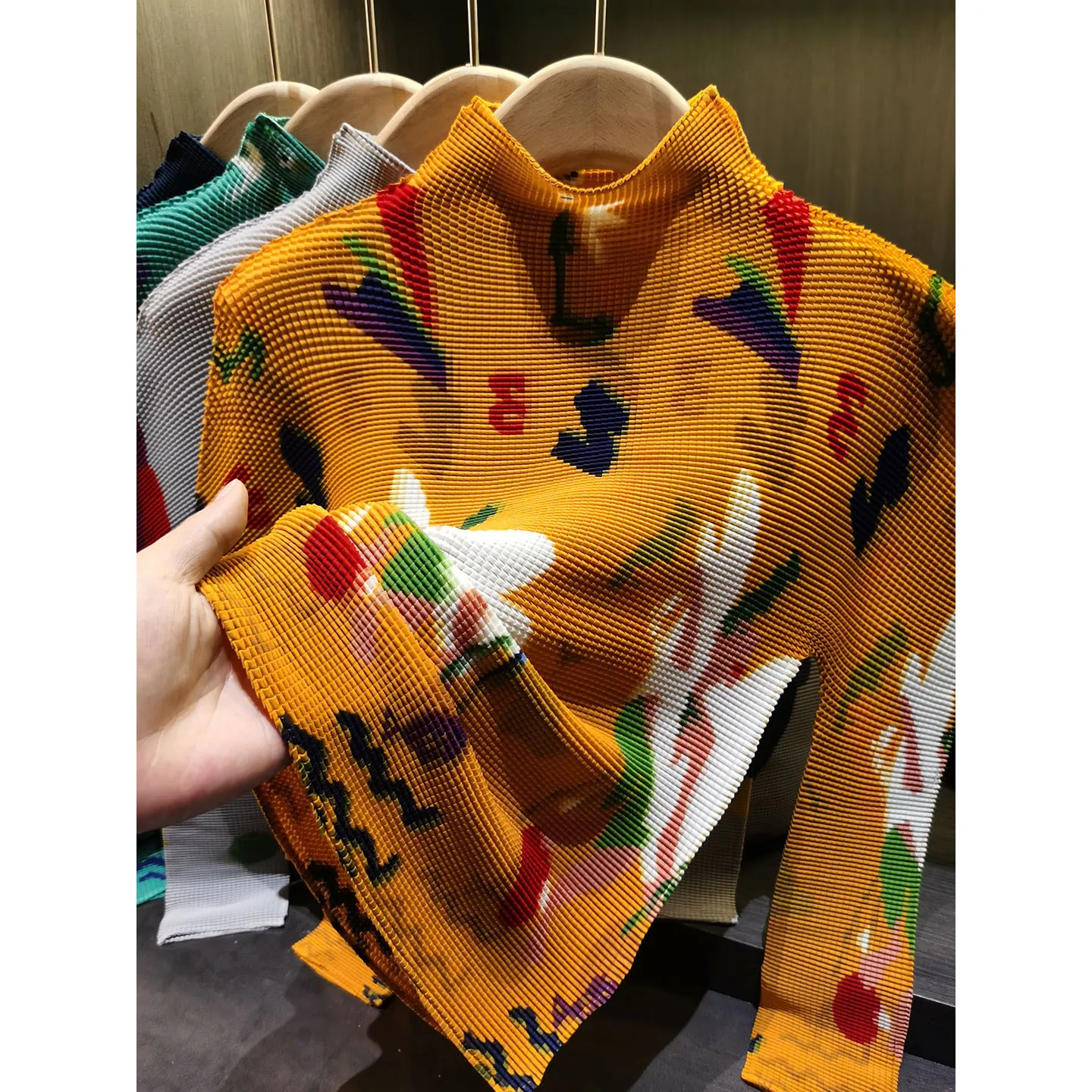 Miyake Pleated Spring Summer New 2026 Comfortable Cartoon Character Print Pleated Casual Fashionable Elegant Top for Women Pleat