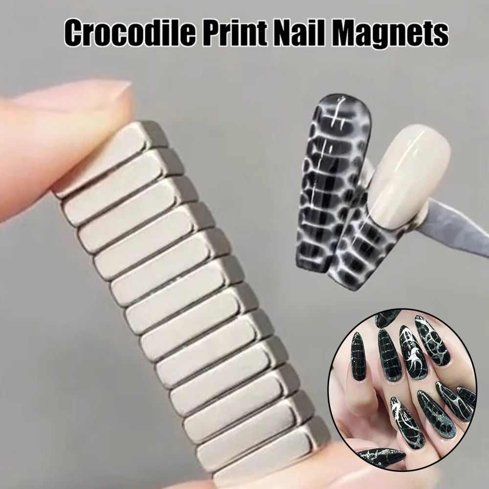 

12Pcs Nail Cat Eye Strong Effect Magnet Nail Crocodile Texture Magnetic Stick UV Gel Polish Cat Eye Gradient Rod Manicure Bar