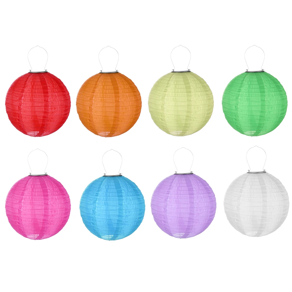 

LED Solar Cloth Chinese Lantern Festival Hanging Lamp Multicolor Celebration Lantern 12inch Hanging Paper Lantern for Home Decor