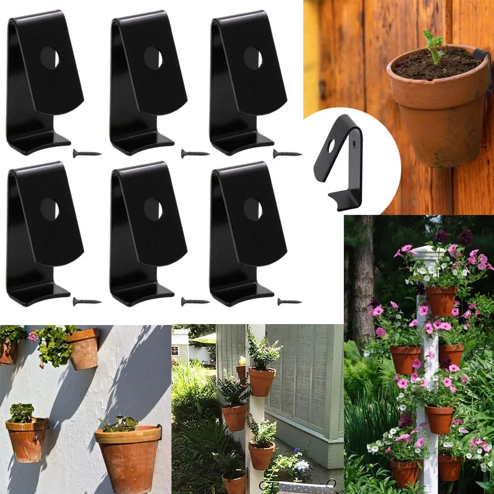 

6Pcs Latch Hangers with Anti-Rust Iron Durable Flower Pot Clips Clay Flowerpot Hook Plant Pot for Outdoor Yard Garden Supplies