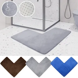 L-Shaped Bath Mat Bathroom Rug Water Absorbent Soft Bath Rug Non Slip Corner Shower Mat Washable Rugs Carpet for Square Shower