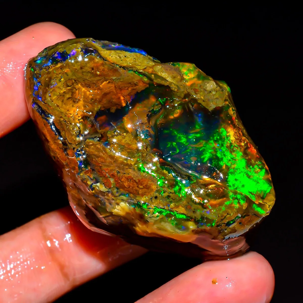 AAA+ Ethiopian Welo Opal 25-80CT Rough Raw Crystal Opal Rainbow Flash Jewelry Making Randomly Selected One view 2
