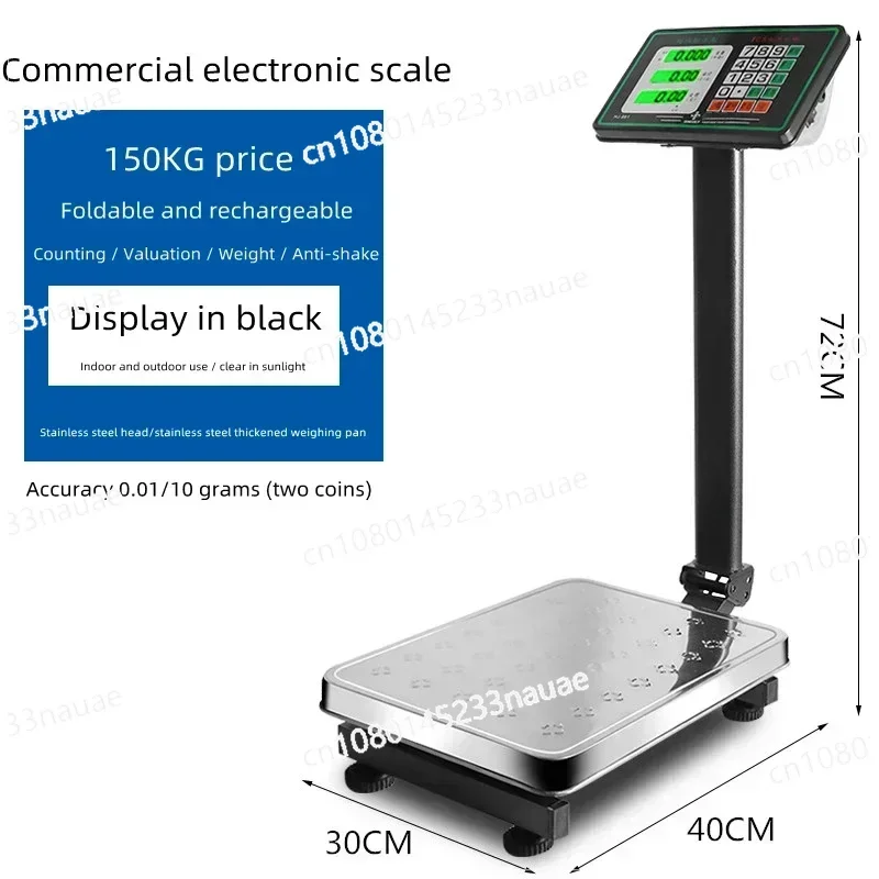 Stainless Steel 150kg Electronic Scale, Commercial Desktop 100kg Scale, Folding Scale, Waterproof