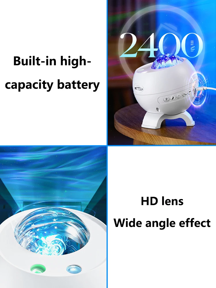 Aurora Star Projector Lamp 2024 Galaxy Starry Sky Atmosphere Light Northern Lights USB Rechargeable Small Nightlight Speaker