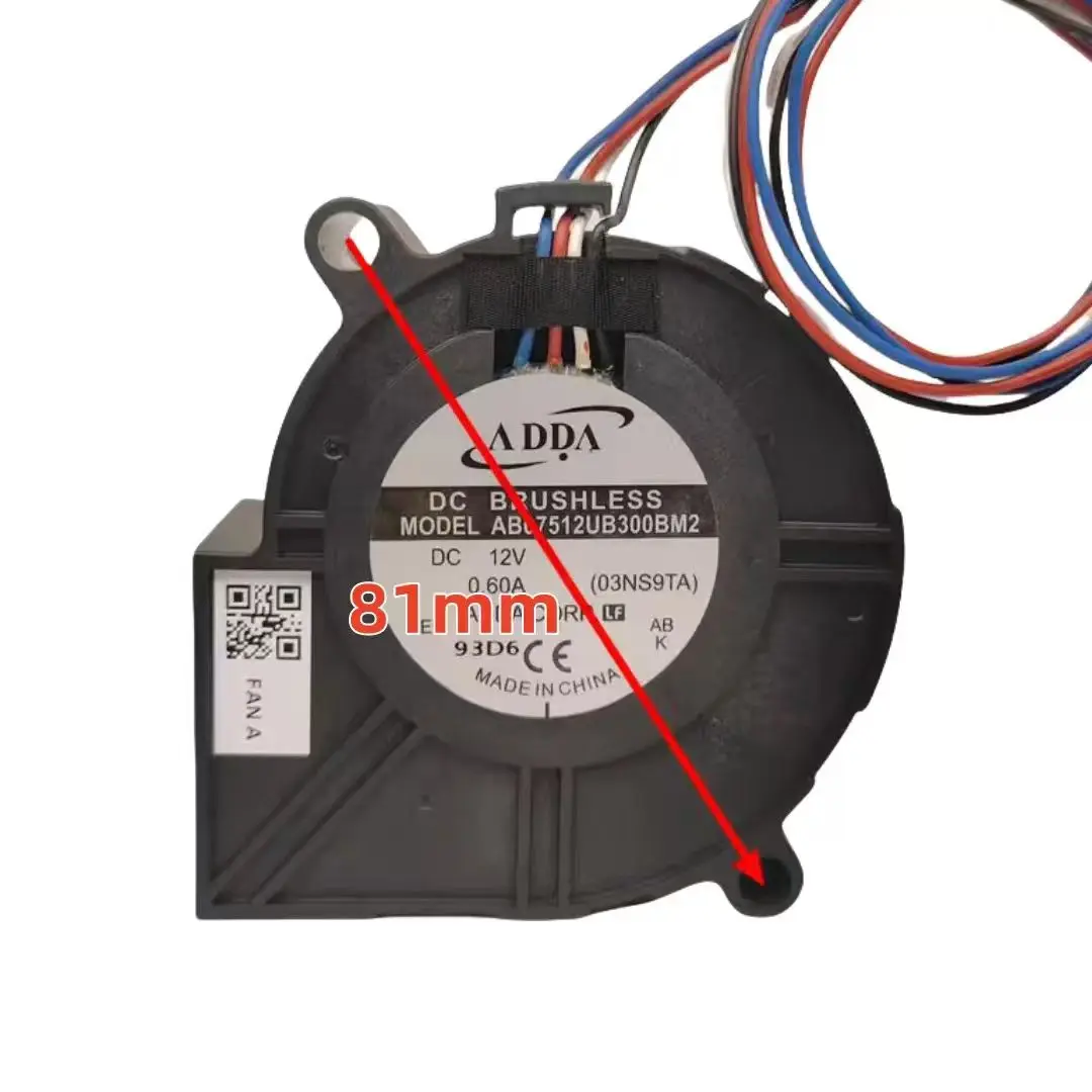 

ADDA 7530 Turbo Blower Fan AB07512UB300BM2, 12V 0.60A PWM High Airflow Cooling Fan, 75x75x30mm Brushless Blower for PC, Server