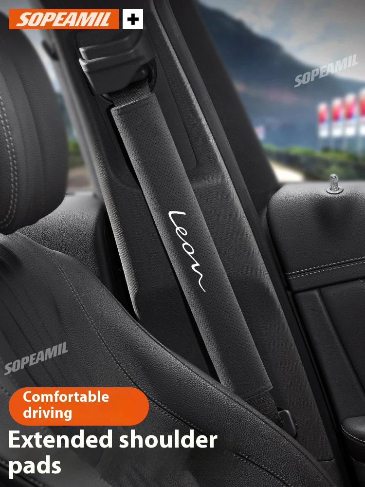 

For Seat Leon Car Safety Belt Cover Suede Seat belt shoulder protector pad breathable Shoulder Strap Cover Auto Accessories