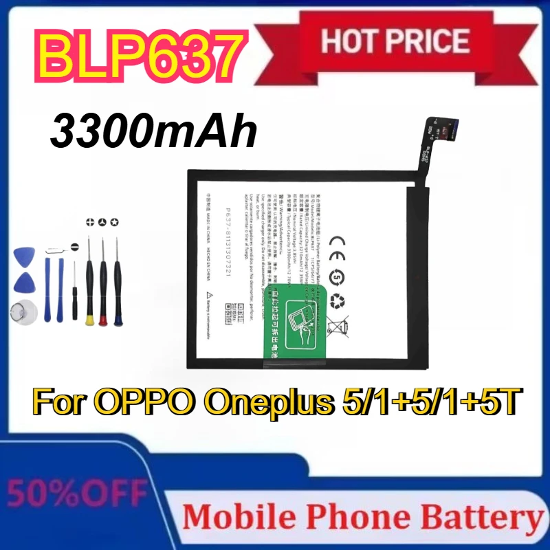 

Новый аккумулятор для мобильного телефона BLP637 3,85 В 3300 мАч для OnePlus 5 A5001/5T A5010, сменный аккумулятор большой емкости для телефона