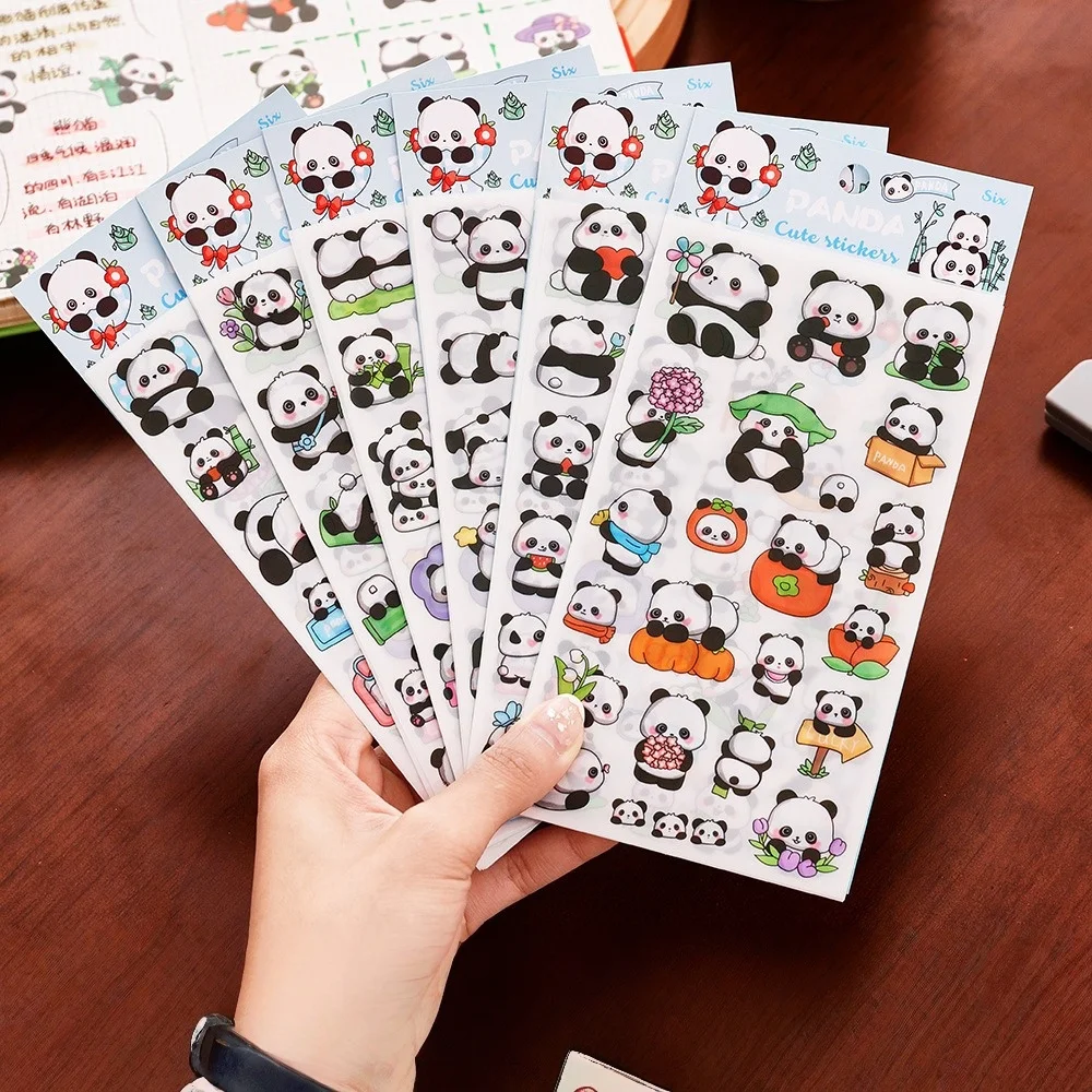Panda Stickers Cute Cartoon Stickers for Journaling Card Decorating DIY Scrapbooking Supplies Student Craft Gift Card Making Kit