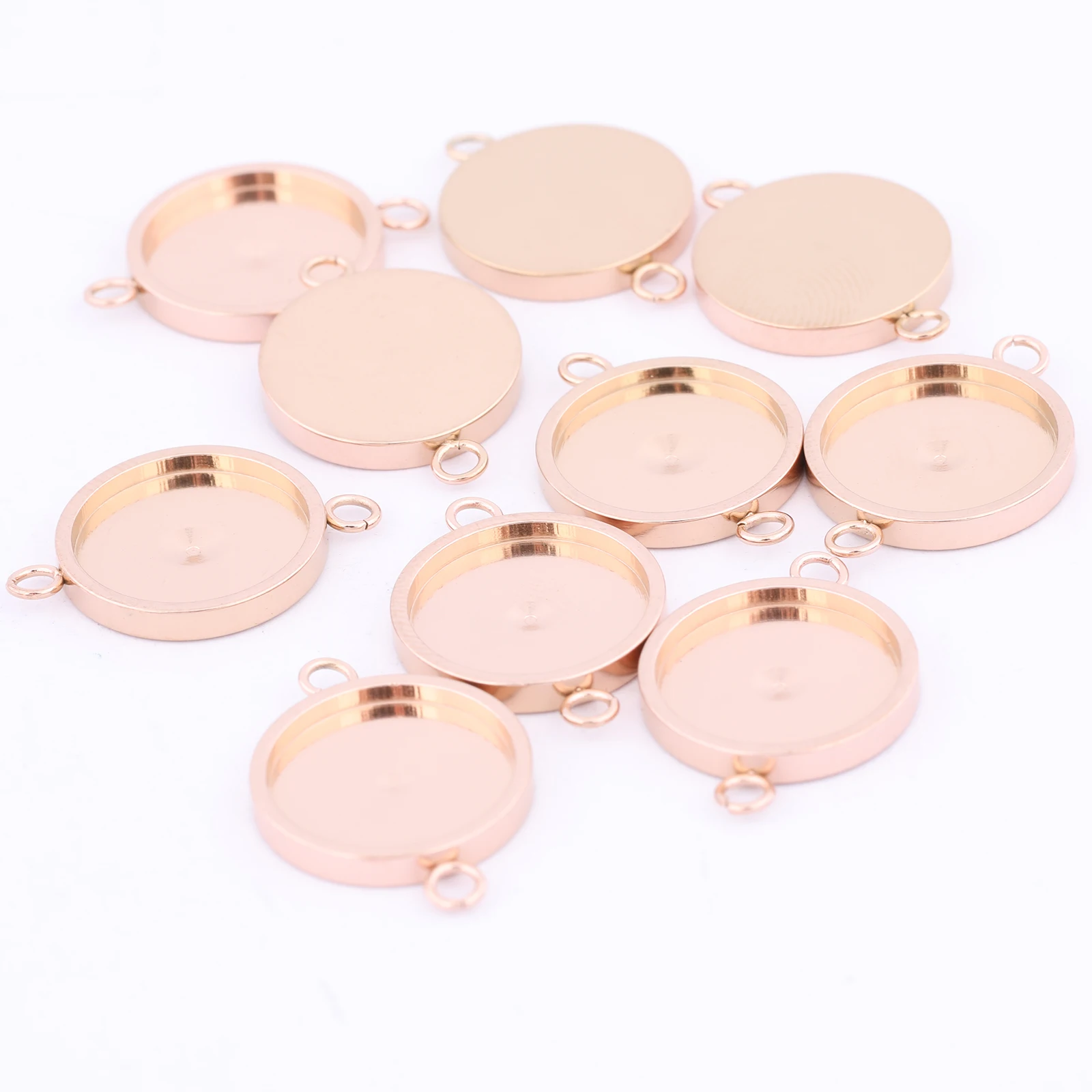 10pcs Stainless Steel Black 12mm Cabochon Connector Base Setting Trays Diy Bezel Blanks For Earrings Bracelets Jewelry Making