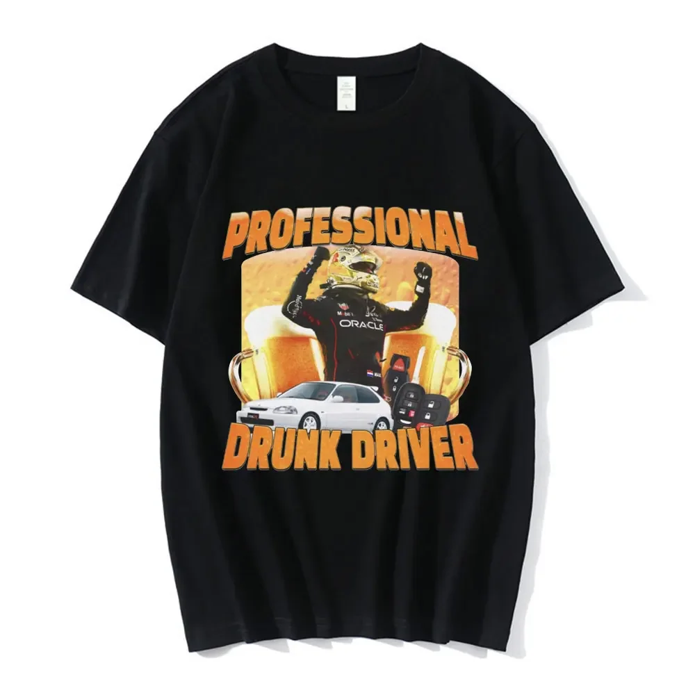 Professional Drunk Driver Funny T-Shirt  Womens  Fashion Vintage Short Sleeve T-shirts  Casual Oversized T Shirts